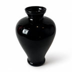 Vintage Set of Seven Black Glass Vessels, Mid-Century Modern, 1970s