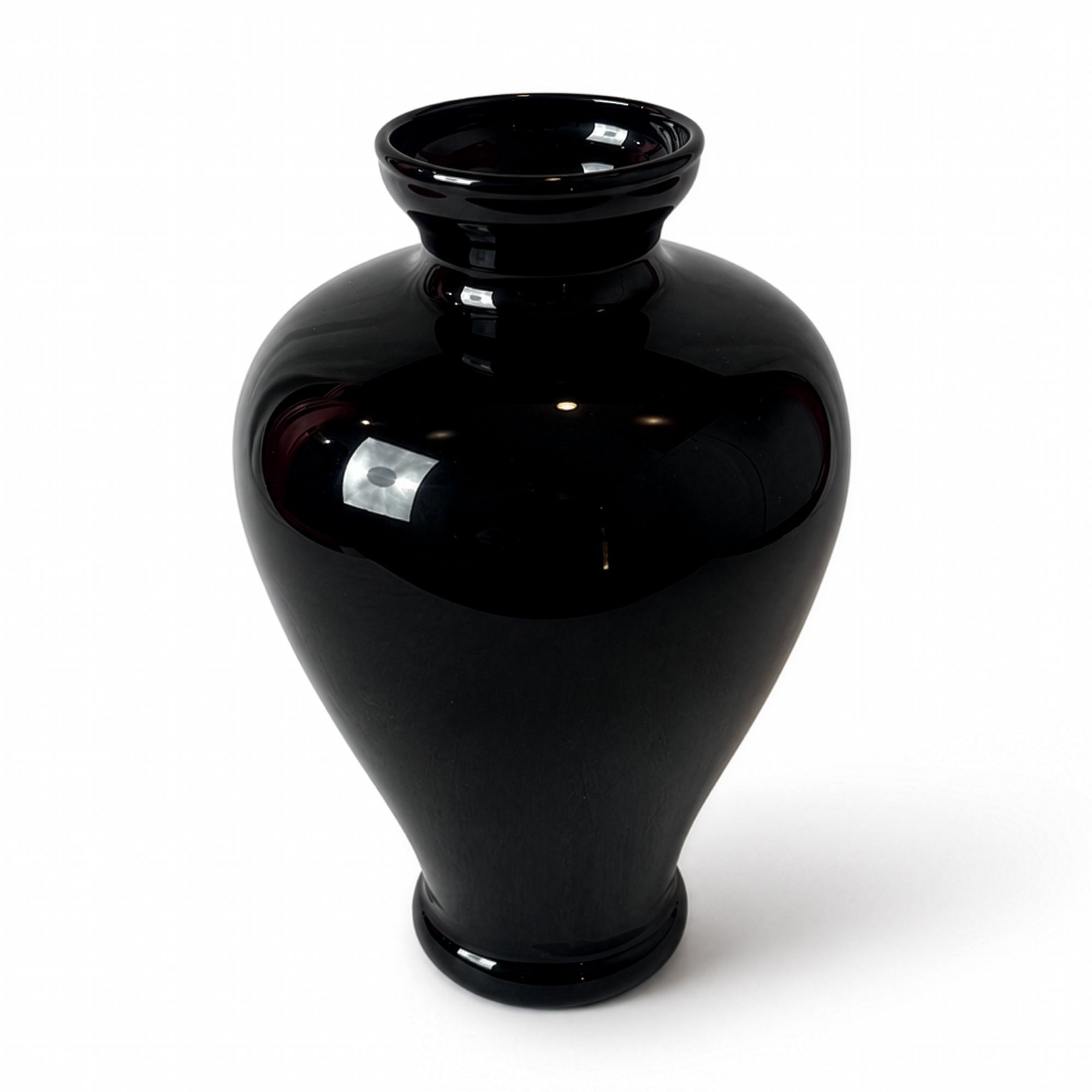 Vintage Set of Seven Black Glass Vessels, Mid-Century Modern, 1970s