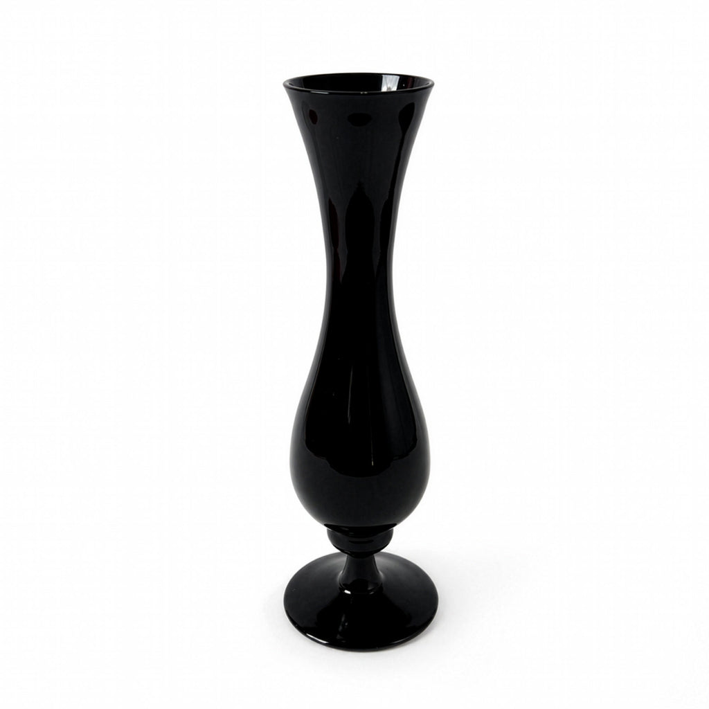 Vintage Set of Seven Black Glass Vessels, Mid-Century Modern, 1970s
