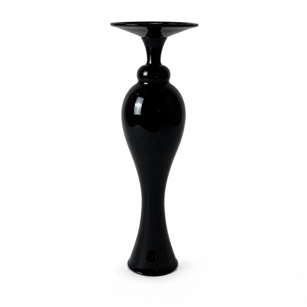 Vintage Set of Seven Black Glass Vessels, Mid-Century Modern, 1970s