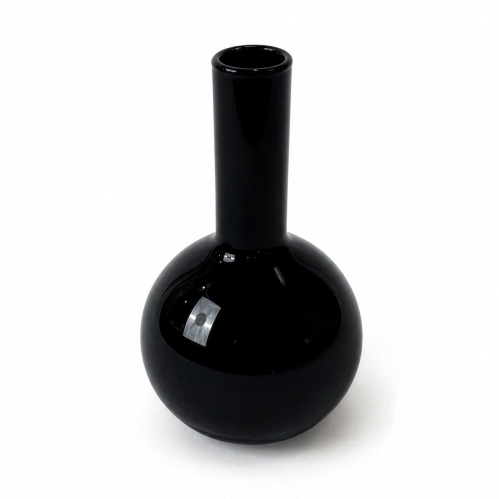 Vintage Set of Seven Black Glass Vessels, Mid-Century Modern, 1970s