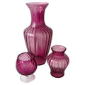 Mid-Century Vintage Ribbed Pink Art Glass Vessels Set, 1970