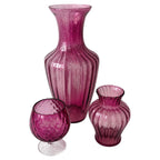 Mid-Century Vintage Ribbed Pink Art Glass Vessels Set, 1970