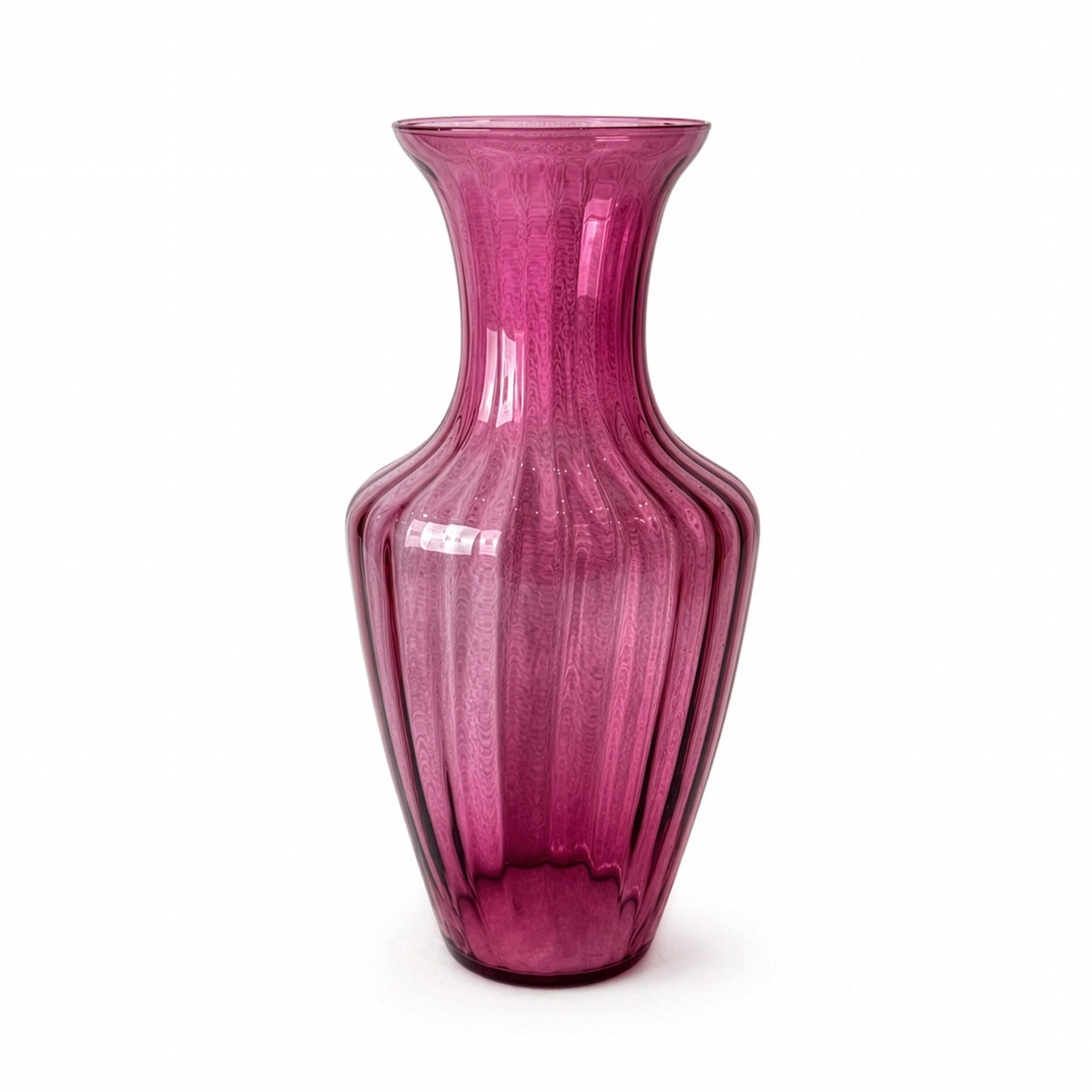 Mid-Century Vintage Ribbed Pink Art Glass Vessels Set, 1970