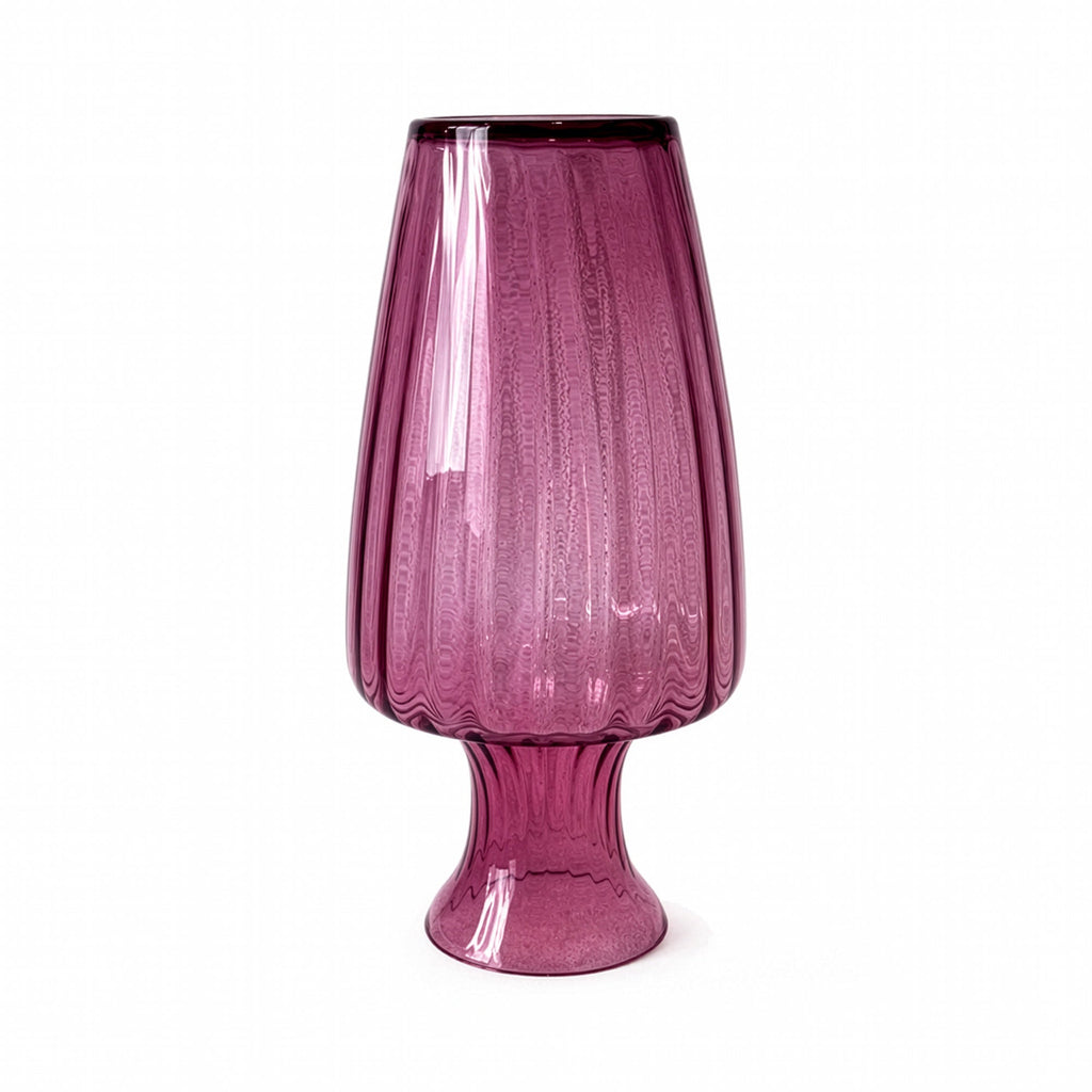 Mid-Century Vintage Ribbed Pink Art Glass Vessels Set, 1970