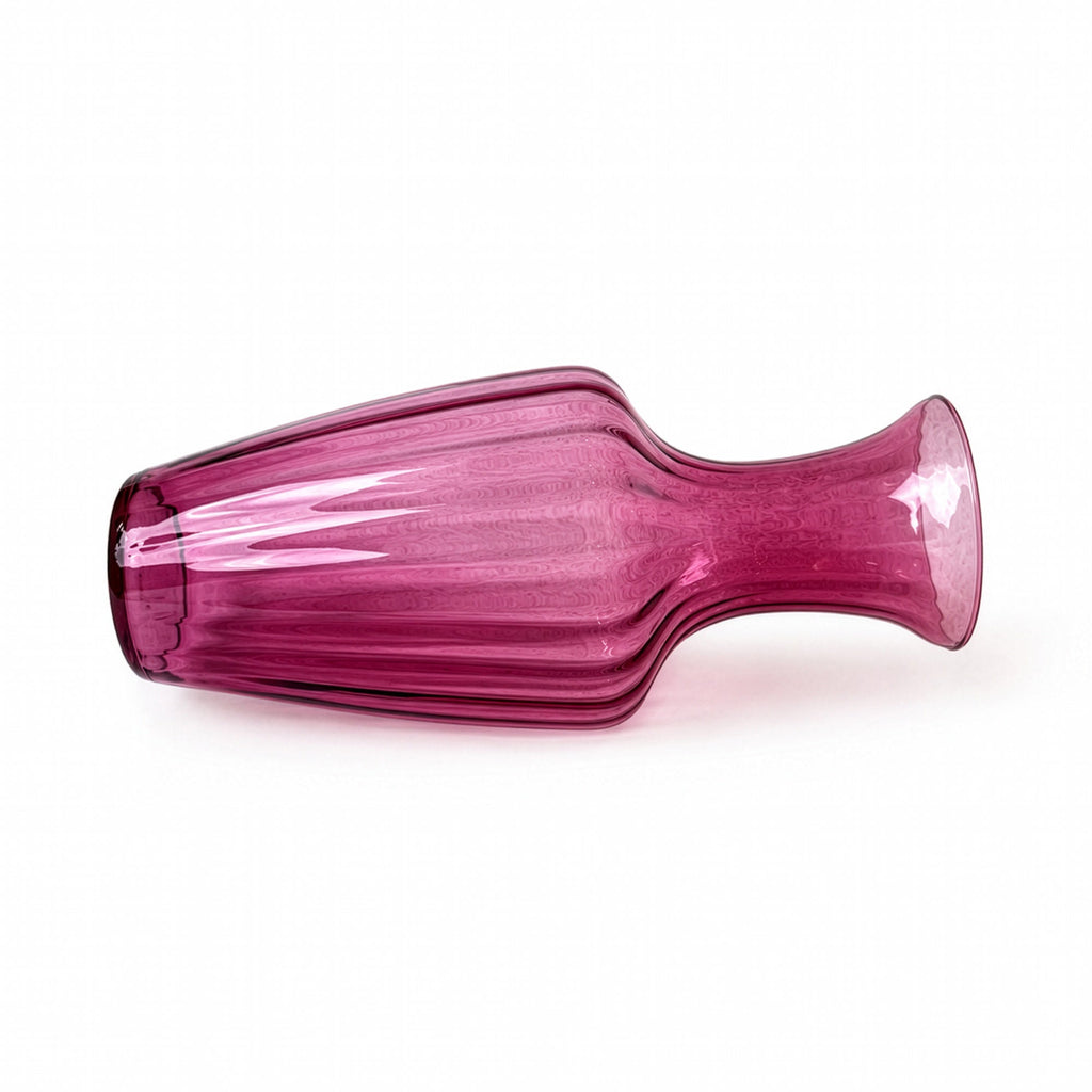 Mid-Century Vintage Ribbed Pink Art Glass Vessels Set, 1970