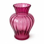 Mid-Century Vintage Ribbed Pink Art Glass Vessels Set, 1970