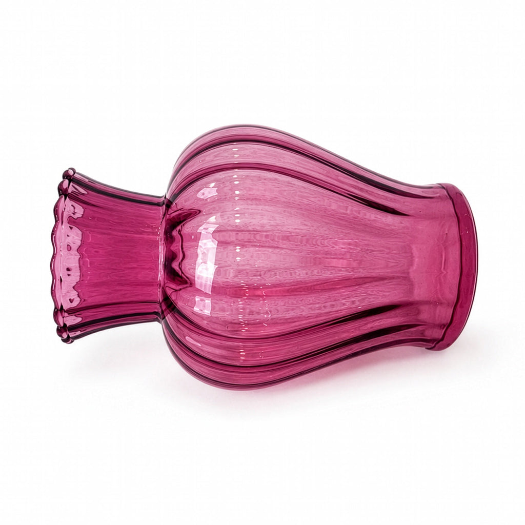 Mid-Century Vintage Ribbed Pink Art Glass Vessels Set, 1970
