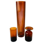 Set of Three Vintage Dark Amber Glass Vessels, 1970s