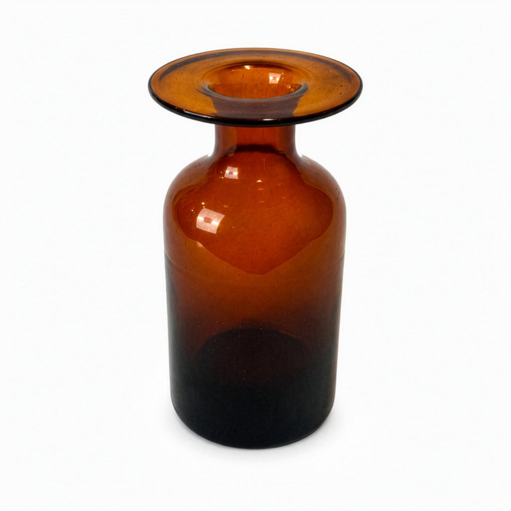 Set of Three Vintage Dark Amber Glass Vessels, 1970s