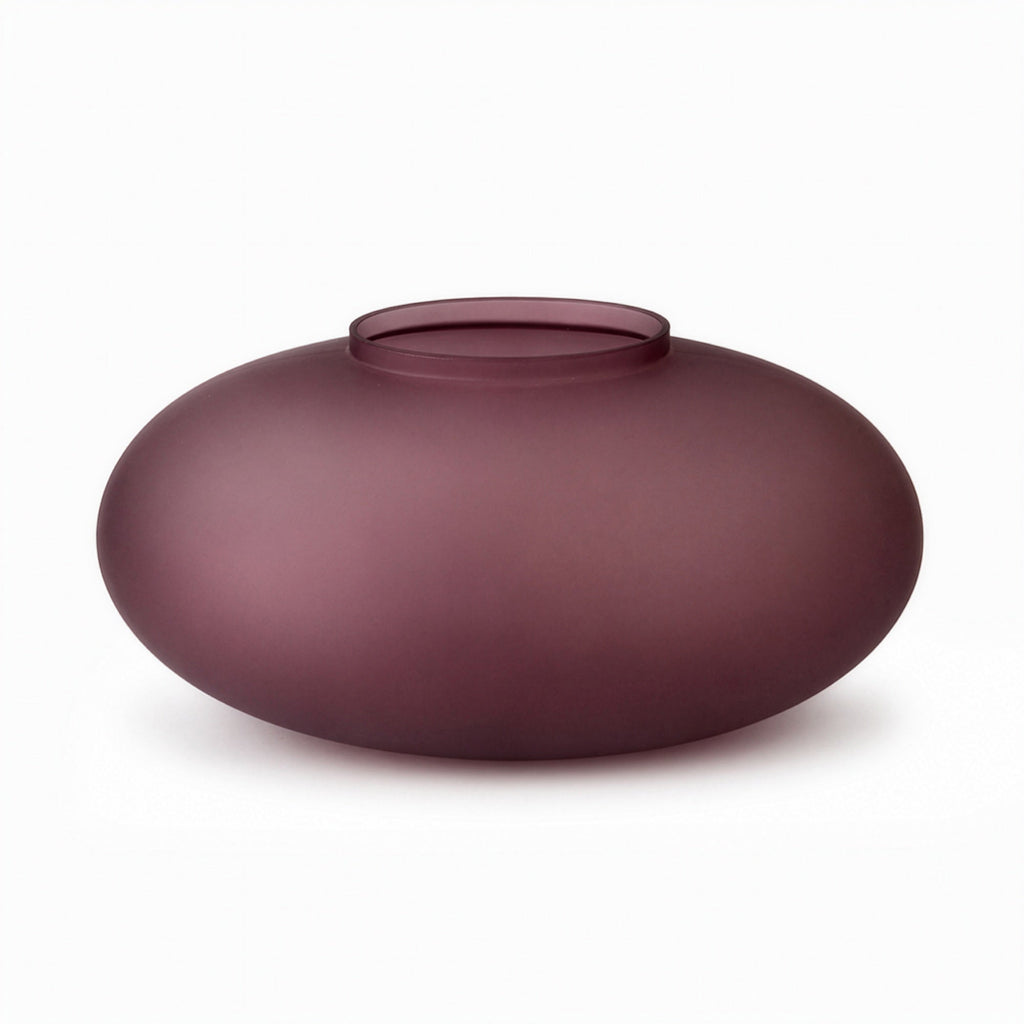 Elegant Pair of Purple Matte Glass Vases, Post-Modern Design, 1990