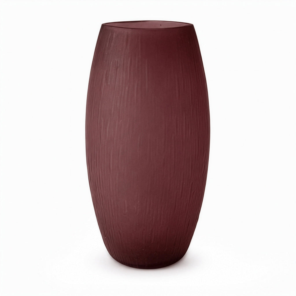 Elegant Pair of Purple Matte Glass Vases, Post-Modern Design, 1990