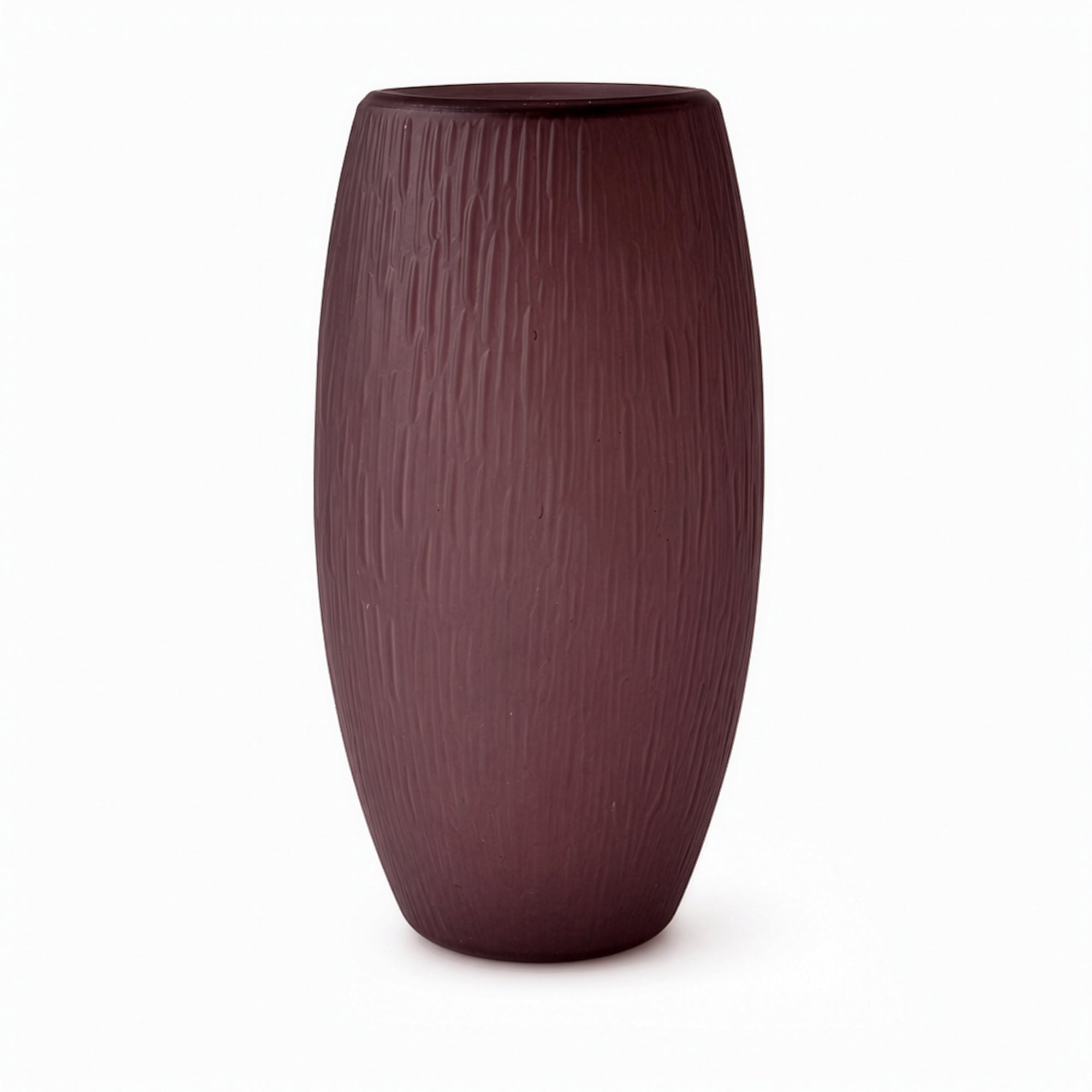 Elegant Pair of Purple Matte Glass Vases, Post-Modern Design, 1990