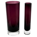 Set of Two Polish Amethyst Glass Vases, Mid-Century Modern, 1960