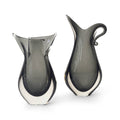 Pair of Sculptural Smoke Grey Glass Vases
