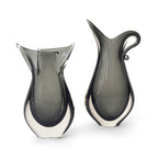 Pair of Sculptural Smoke Grey Glass Vases