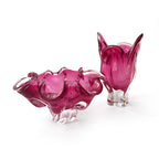 Pair of Italian Blown Glass Sculptures in Ruby Pink