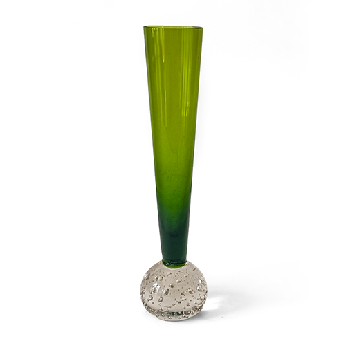 Pair of Bud Vases with Spherical Bases in Green Tones
