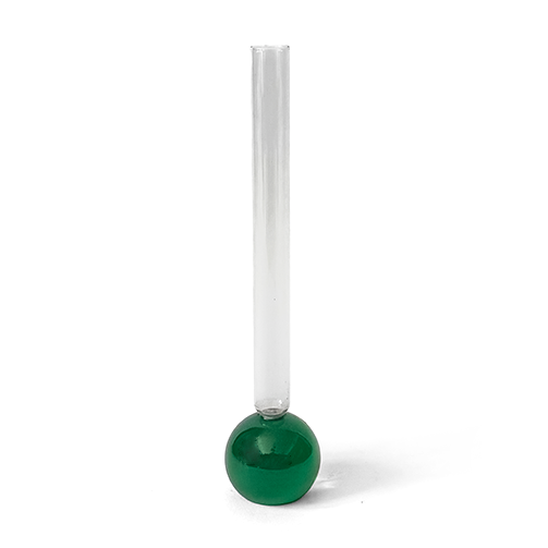 Pair of Bud Vases with Spherical Bases in Green Tones