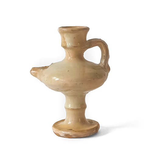 Pair of Glazed Ceramic Oil Lamps
