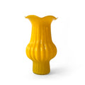 Yellow Glass Vase with White Ruffled Rim