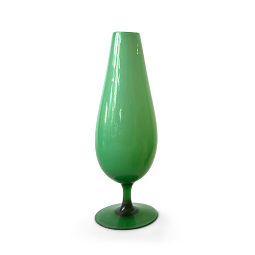 Set of Three Green Opaline Glass Vases