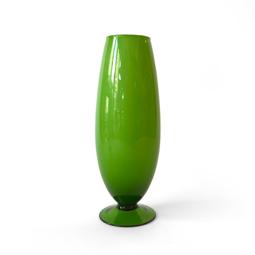 Set of Three Green Opaline Glass Vases