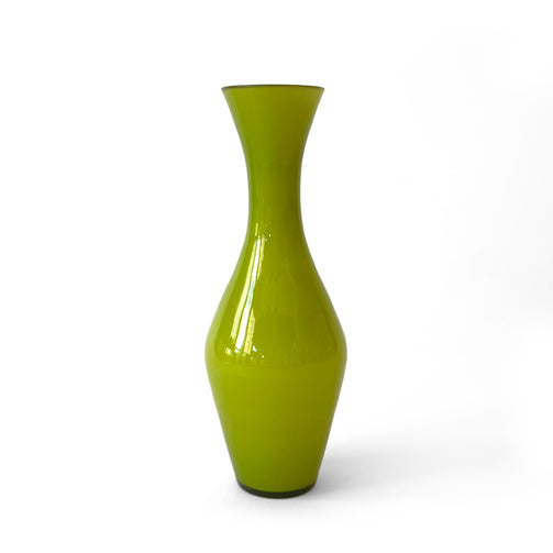 Set of Three Green Opaline Glass Vases
