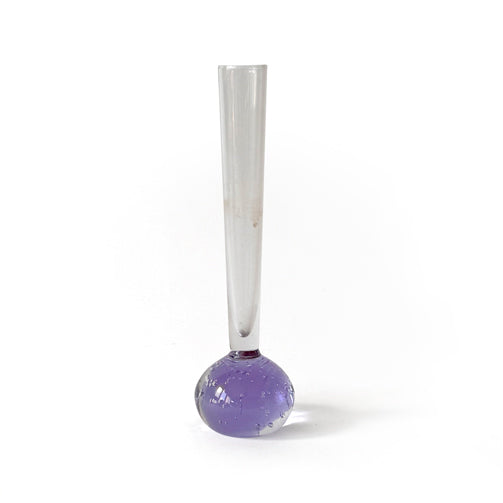 Bud Vase with Spherical Base in Clear and Violet Glass