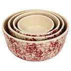 Antique Morton Pottery Illinois Spongeware Nesting Bowls, Set of Four