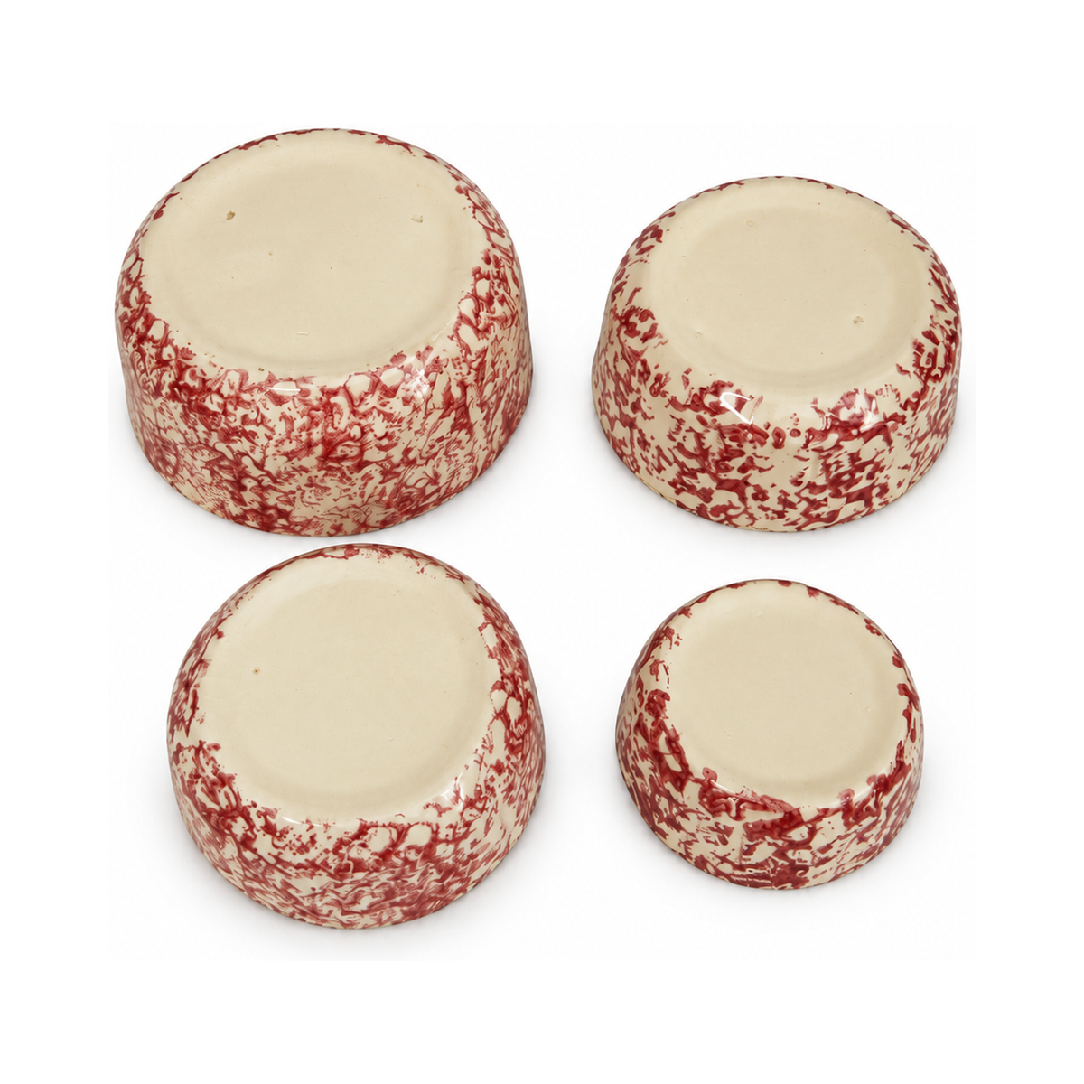 Antique Morton Pottery Illinois Spongeware Nesting Bowls, Set of Four