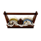 Antique Quimper Porcelain Butter Pats Set with Caddy and Doilies