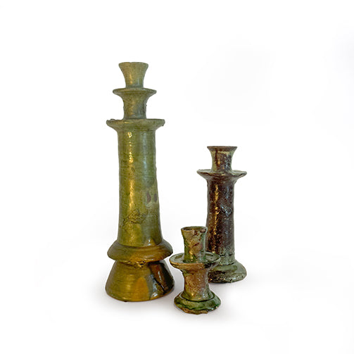 Green Ceramic Candlesticks