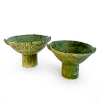 Pair of Green Ceramic Pedestal Bowls