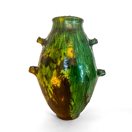 Green Ceramic Amphora with Side Spouts