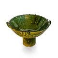Large Green Ceramic Pedestal Bowl