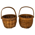 Pair of Antique Handwoven Shaker Baskets with Brass Details