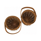 Pair of Antique Handwoven Shaker Baskets with Brass Details