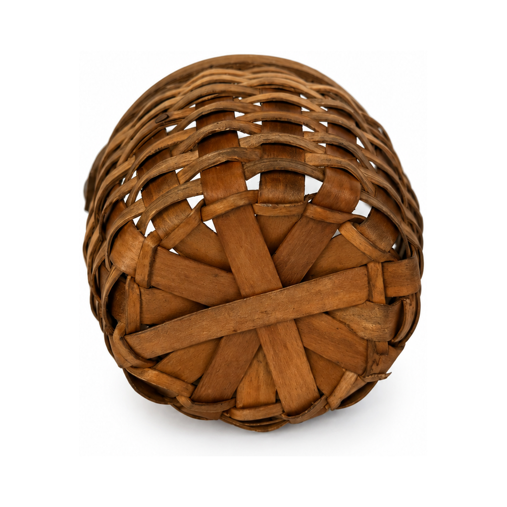 Pair of Antique Handwoven Shaker Baskets with Brass Details