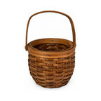Pair of Antique Handwoven Shaker Baskets with Brass Details