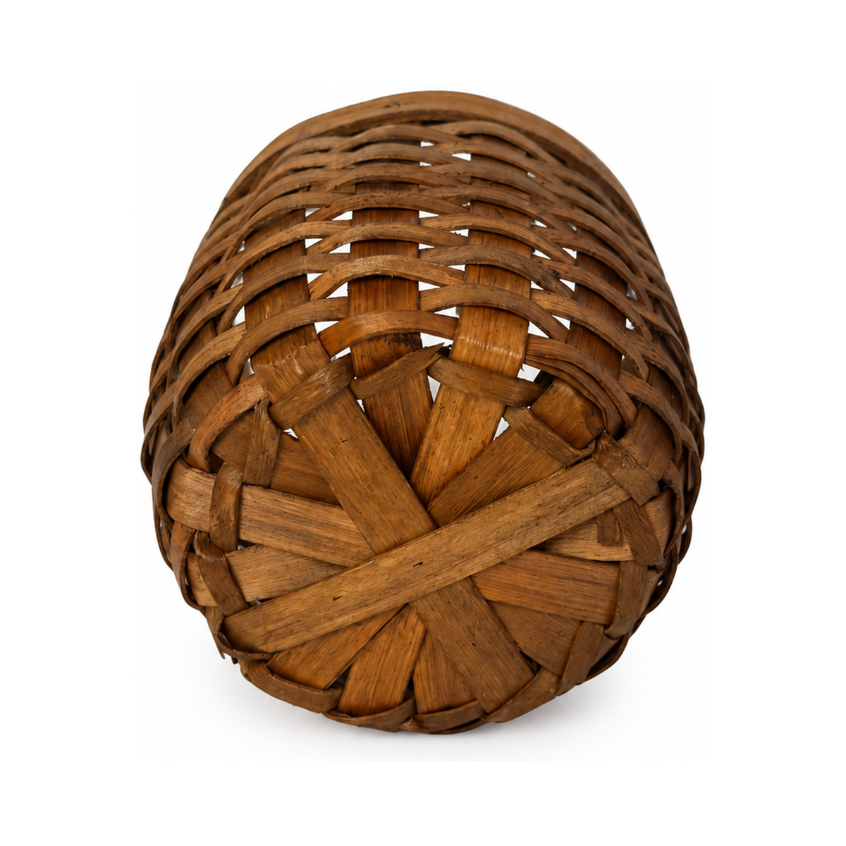 Pair of Antique Handwoven Shaker Baskets with Brass Details
