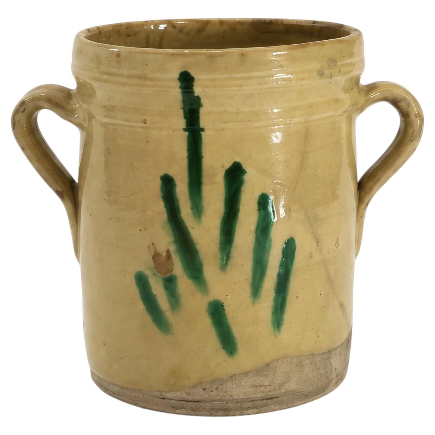 Distressed hand-painted ceramic amphora, Puglia, Italy, 1880