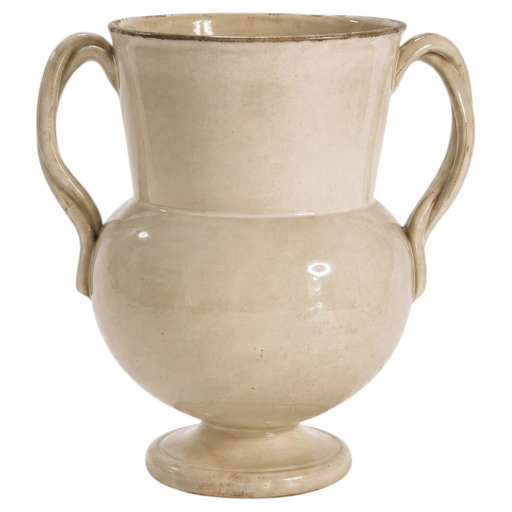Antique white ceramic jug with matte glaze, Puglia, Italy, 1880