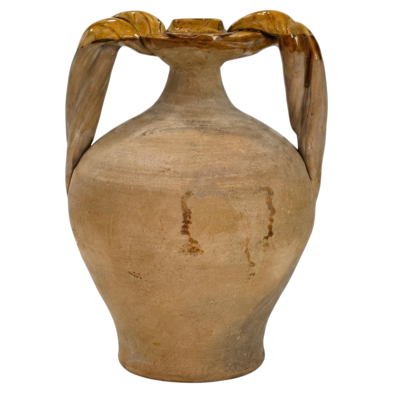 Amphora with glazed handles and unglazed body, Puglia, Italy