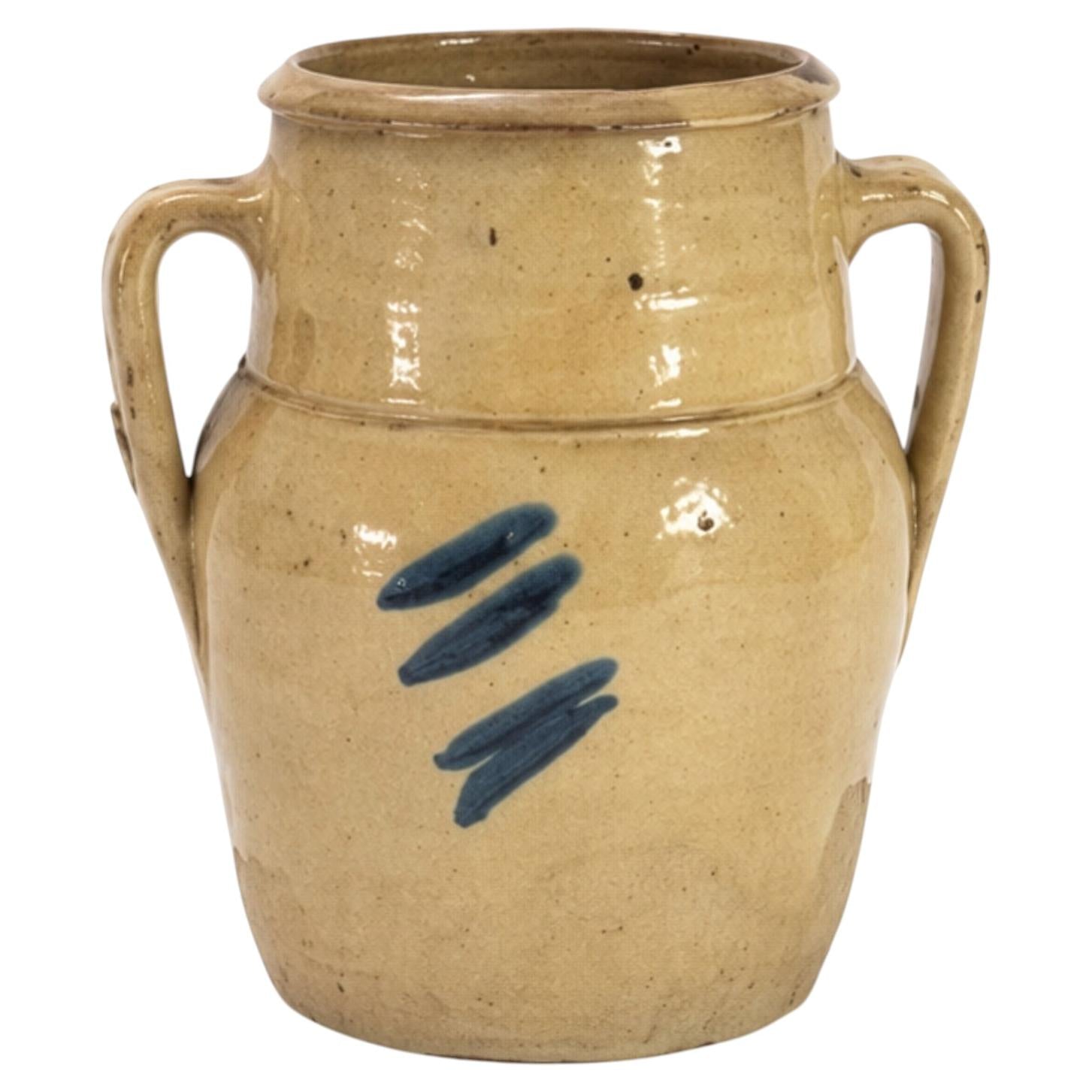 Antique Cobalt Blue Terracotta Jug from Puglia, Italy, 1880