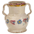 Hand-Thrown Terracotta Jug, Floral Motif, Antique from Puglia, 1880
