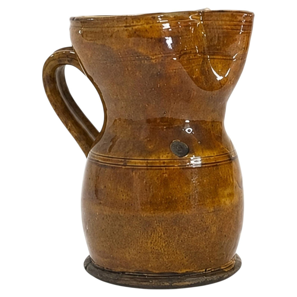 Antique Terracotta Jug, Hand-Thrown, Glazed, Southern Italy, 1880