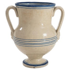 Antique Terracotta Amphora, Cream Glaze with Cobalt Blue, Puglia, 1880