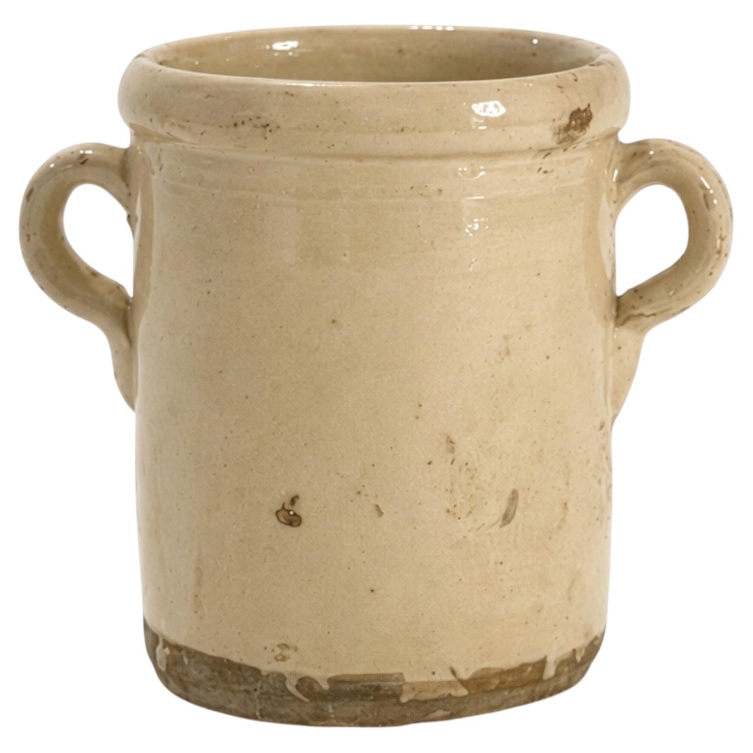 19th Century Puglian Glazed Terracotta Storage Vessel with Twin Handles