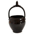 19th Century Puglian Black Glazed Terracotta Brazier with Arched Handle